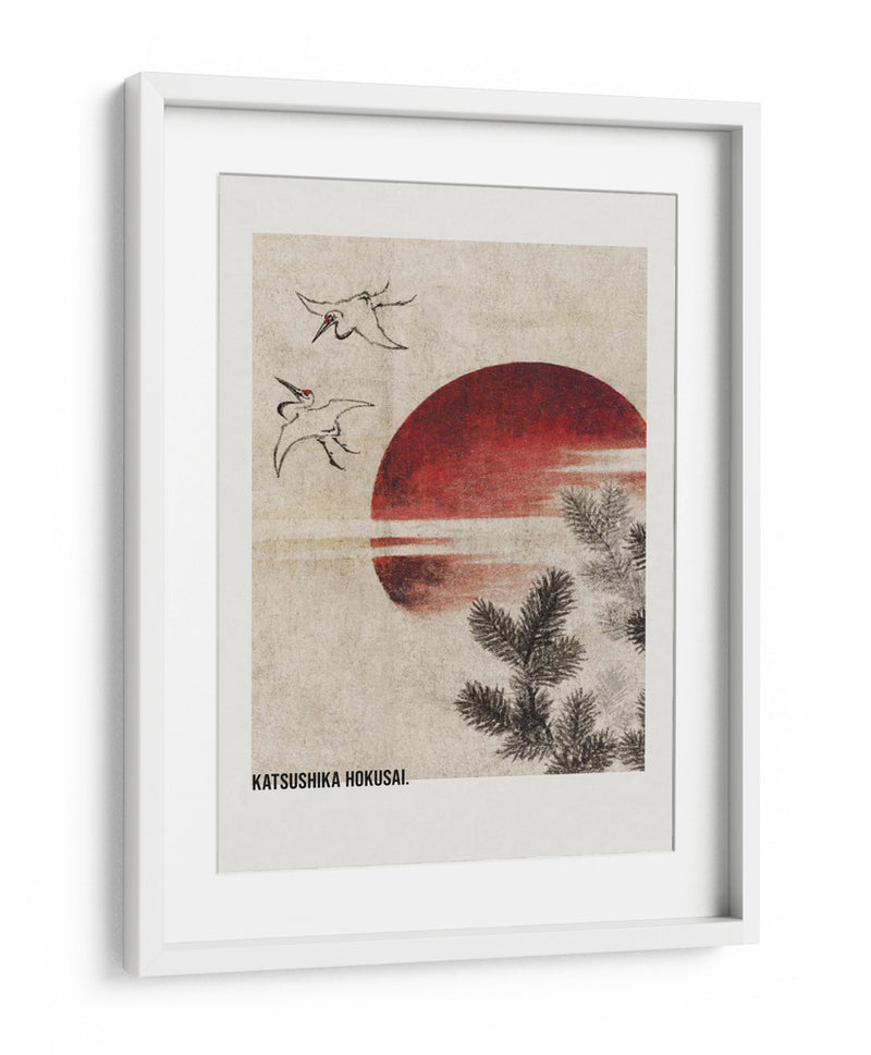 Aves y atardecer, del álbum de bocetos (1814) - Katsushika Hokusai | Cuadro decorativo de Canvas Lab