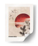 Aves y atardecer, del álbum de bocetos (1814) I - Katsushika Hokusai | Cuadro decorativo de Canvas Lab
