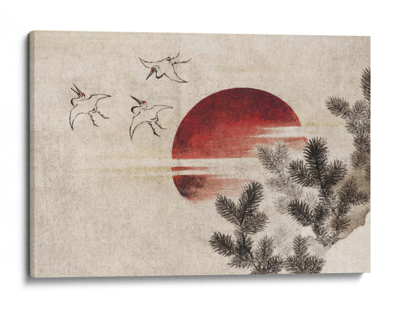 Pájaros y atardecer, del álbum de bocetos (1814) completo - Katsushika Hokusai | Cuadro decorativo de Canvas Lab