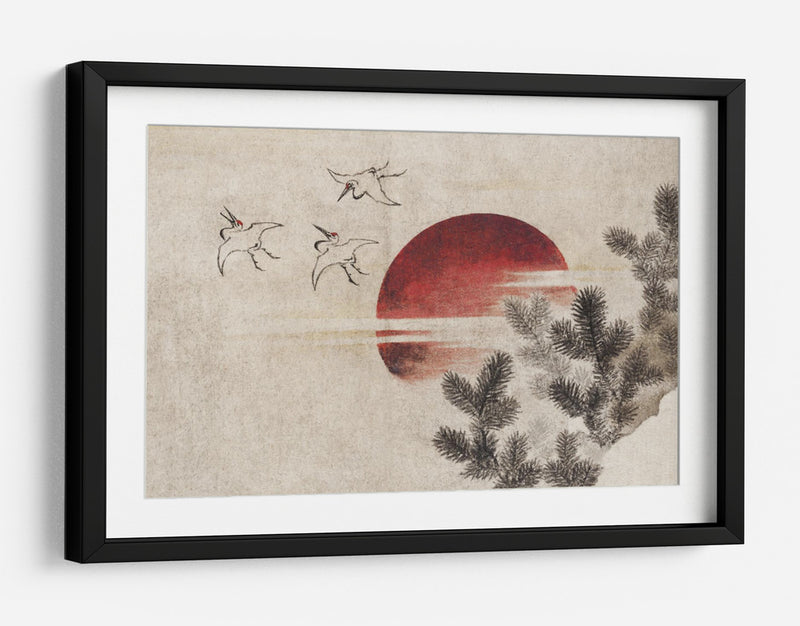 Pájaros y atardecer, del álbum de bocetos (1814) completo - Katsushika Hokusai | Cuadro decorativo de Canvas Lab