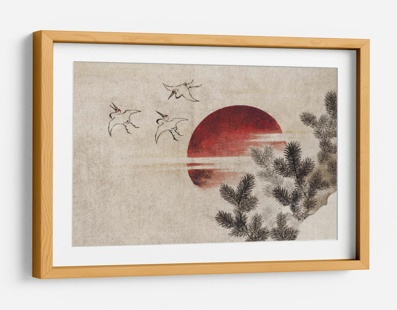 Pájaros y atardecer, del álbum de bocetos (1814) completo - Katsushika Hokusai | Cuadro decorativo de Canvas Lab