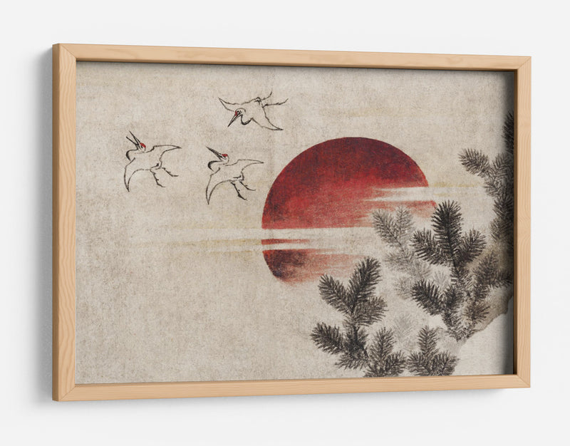 Pájaros y atardecer, del álbum de bocetos (1814) completo - Katsushika Hokusai | Cuadro decorativo de Canvas Lab