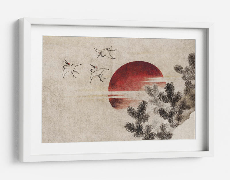 Pájaros y atardecer, del álbum de bocetos (1814) completo - Katsushika Hokusai | Cuadro decorativo de Canvas Lab