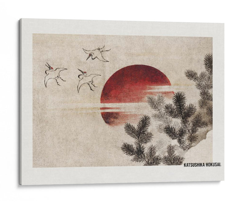 Pájaros y atardecer, del álbum de bocetos (1814) - KATSUSHIKA HOKUSAI | Cuadro decorativo de Canvas Lab