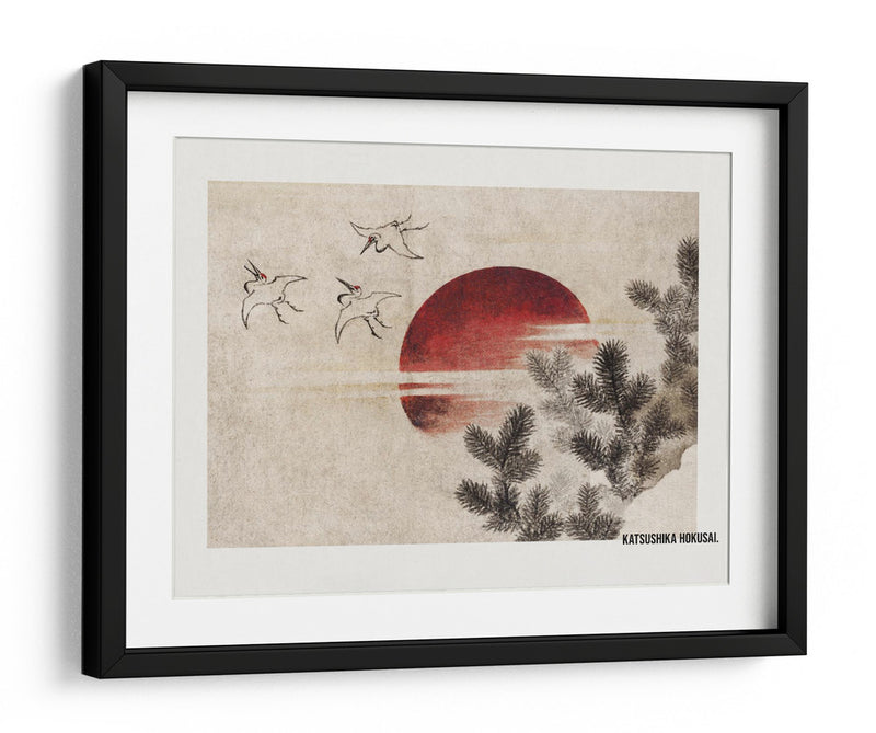 Pájaros y atardecer, del álbum de bocetos (1814) - KATSUSHIKA HOKUSAI | Cuadro decorativo de Canvas Lab