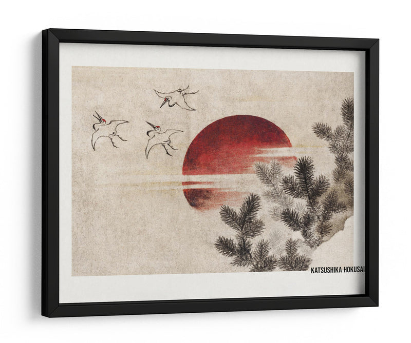 Pájaros y atardecer, del álbum de bocetos (1814) - KATSUSHIKA HOKUSAI | Cuadro decorativo de Canvas Lab