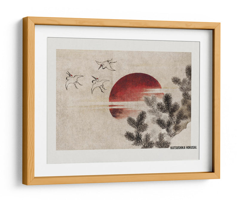 Pájaros y atardecer, del álbum de bocetos (1814) - KATSUSHIKA HOKUSAI | Cuadro decorativo de Canvas Lab