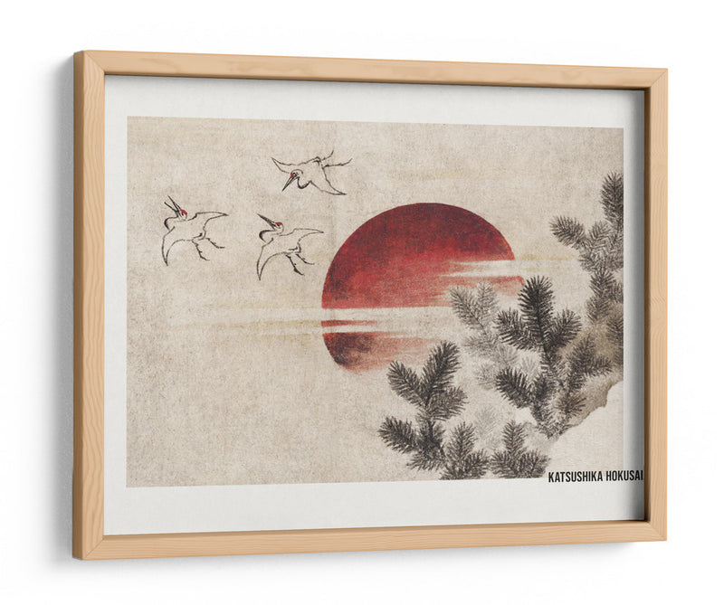 Pájaros y atardecer, del álbum de bocetos (1814) - KATSUSHIKA HOKUSAI | Cuadro decorativo de Canvas Lab