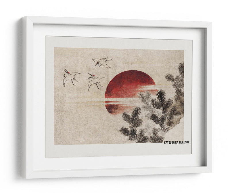 Pájaros y atardecer, del álbum de bocetos (1814) - KATSUSHIKA HOKUSAI | Cuadro decorativo de Canvas Lab