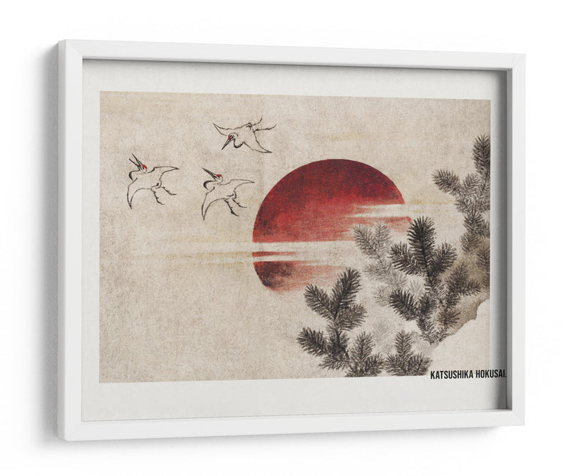 Pájaros y atardecer, del álbum de bocetos (1814) - KATSUSHIKA HOKUSAI | Cuadro decorativo de Canvas Lab