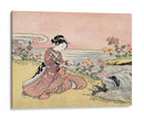 Mujer japonesa recogiendo crisantemos (1725 1770) Grabado en madera vintage - Fluidys Harunobu | Cuadro decorativo de Canvas Lab