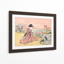 Mujer japonesa recogiendo crisantemos (1725 1770) Grabado en madera vintage - Fluidys Harunobu | Cuadro decorativo de Canvas Lab