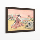 Mujer japonesa recogiendo crisantemos (1725 1770) Grabado en madera vintage - Fluidys Harunobu | Cuadro decorativo de Canvas Lab