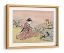 Mujer japonesa recogiendo crisantemos (1725 1770) Grabado en madera vintage - Fluidys Harunobu | Cuadro decorativo de Canvas Lab