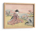 Mujer japonesa recogiendo crisantemos (1725 1770) Grabado en madera vintage - Fluidys Harunobu | Cuadro decorativo de Canvas Lab