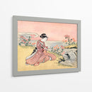 Mujer japonesa recogiendo crisantemos (1725 1770) Grabado en madera vintage - Fluidys Harunobu | Cuadro decorativo de Canvas Lab