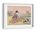 Mujer japonesa recogiendo crisantemos (1725 1770) Grabado en madera vintage - Fluidys Harunobu | Cuadro decorativo de Canvas Lab