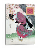 Mujer japonesa y flor de cerezo (1828) grabados vintage en madera - Keisai Eisen | Cuadro decorativo de Canvas Lab