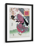 Mujer japonesa y flor de cerezo (1828) grabados vintage en madera - Keisai Eisen | Cuadro decorativo de Canvas Lab