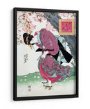 Mujer japonesa y flor de cerezo (1828) grabados vintage en madera - Keisai Eisen | Cuadro decorativo de Canvas Lab