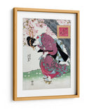 Mujer japonesa y flor de cerezo (1828) grabados vintage en madera - Keisai Eisen | Cuadro decorativo de Canvas Lab