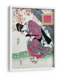 Mujer japonesa y flor de cerezo (1828) grabados vintage en madera - Keisai Eisen | Cuadro decorativo de Canvas Lab