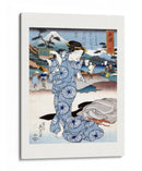 Mujer japonesa (1830) Borde de grabado en madera vintage - Keisai Eisen | Cuadro decorativo de Canvas Lab