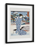 Mujer japonesa (1830) Borde de grabado en madera vintage - Keisai Eisen | Cuadro decorativo de Canvas Lab