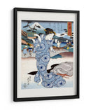 Mujer japonesa (1830) Borde de grabado en madera vintage - Keisai Eisen | Cuadro decorativo de Canvas Lab