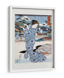 Mujer japonesa (1830) Borde de grabado en madera vintage - Keisai Eisen | Cuadro decorativo de Canvas Lab
