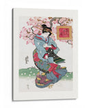 Mujer Japonesa (1828) Grabado en Madera Vintage con Borde - Keisai Eisen | Cuadro decorativo de Canvas Lab