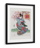 Mujer Japonesa (1828) Grabado en Madera Vintage con Borde - Keisai Eisen | Cuadro decorativo de Canvas Lab