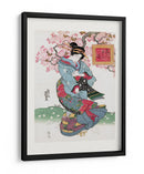 Mujer Japonesa (1828) Grabado en Madera Vintage con Borde - Keisai Eisen | Cuadro decorativo de Canvas Lab