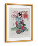 Mujer Japonesa (1828) Grabado en Madera Vintage con Borde - Keisai Eisen | Cuadro decorativo de Canvas Lab
