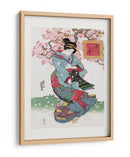 Mujer Japonesa (1828) Grabado en Madera Vintage con Borde - Keisai Eisen | Cuadro decorativo de Canvas Lab