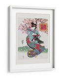 Mujer Japonesa (1828) Grabado en Madera Vintage con Borde - Keisai Eisen | Cuadro decorativo de Canvas Lab