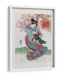 Mujer Japonesa (1828) Grabado en Madera Vintage con Borde - Keisai Eisen | Cuadro decorativo de Canvas Lab