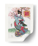 Mujer Japonesa (1828) Grabado en Madera Vintage con Borde - Keisai Eisen | Cuadro decorativo de Canvas Lab