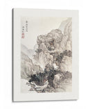Ilustración vintage de un paisaje rocoso japonés con borde - Ko Fuyo | Cuadro decorativo de Canvas Lab