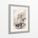 Ilustración vintage de un paisaje rocoso japonés con borde - Ko Fuyo | Cuadro decorativo de Canvas Lab