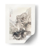 Ilustración vintage de un paisaje rocoso japonés con borde - Ko Fuyo | Cuadro decorativo de Canvas Lab