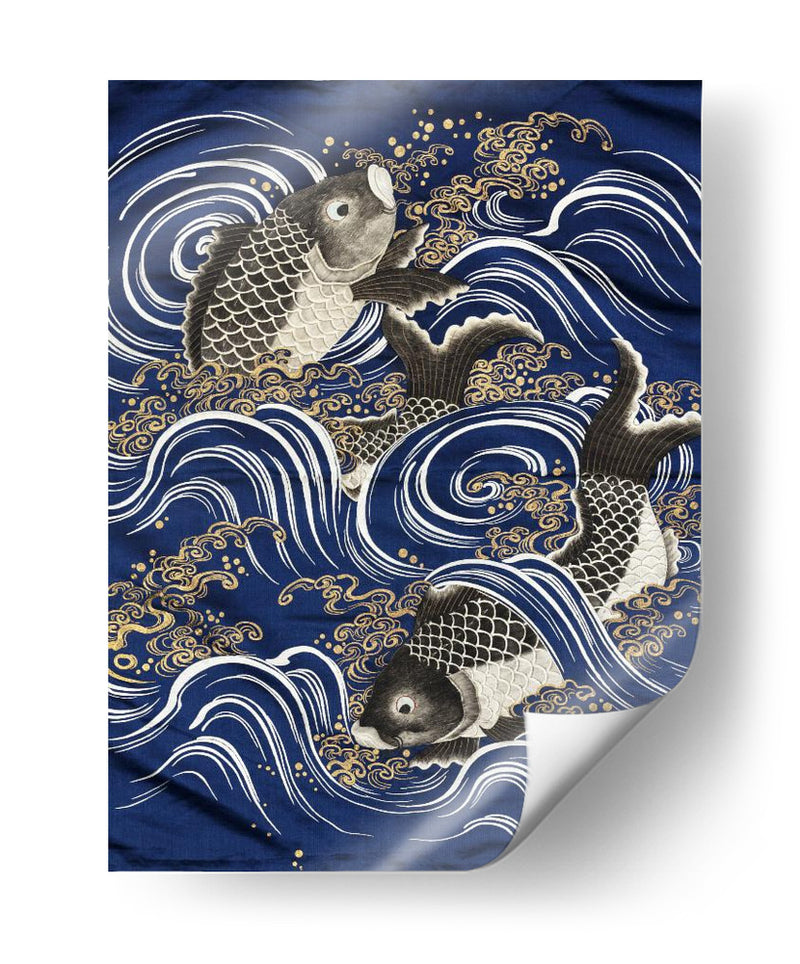 Carpa en olas durante el período Meiji - Unknown | Cuadro decorativo de Canvas Lab
