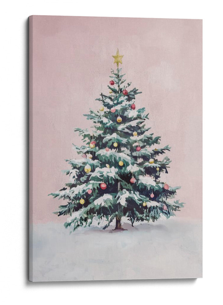 Árbol de Navidad Cubierto de Nieve con Adornos - Melloi Art Prints | Cuadro decorativo de Canvas Lab