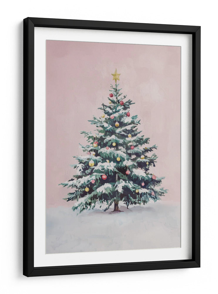 Árbol de Navidad Cubierto de Nieve con Adornos - Melloi Art Prints | Cuadro decorativo de Canvas Lab