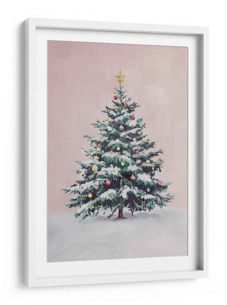 Árbol de Navidad Cubierto de Nieve con Adornos - Melloi Art Prints | Cuadro decorativo de Canvas Lab