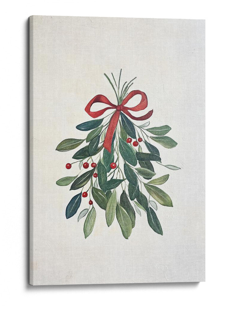 Muérdago festivo con lazo rojo - Melloi Art Prints | Cuadro decorativo de Canvas Lab