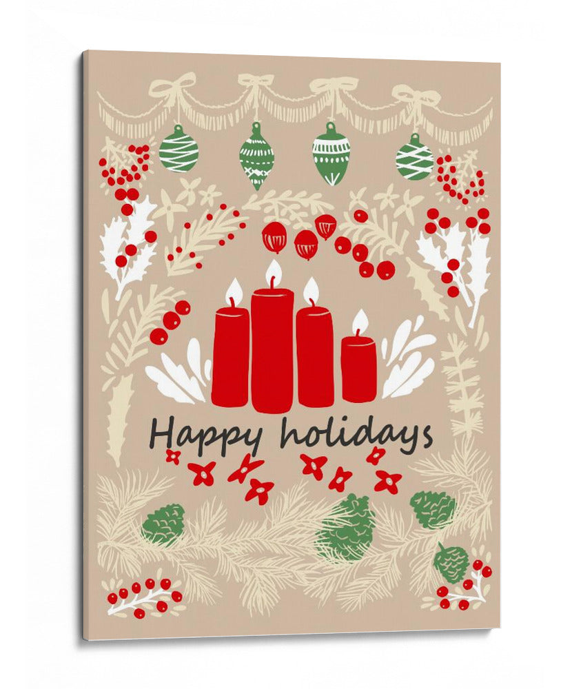 felices fiestas - ilustración de arte popular - Annick | Cuadro decorativo de Canvas Lab
