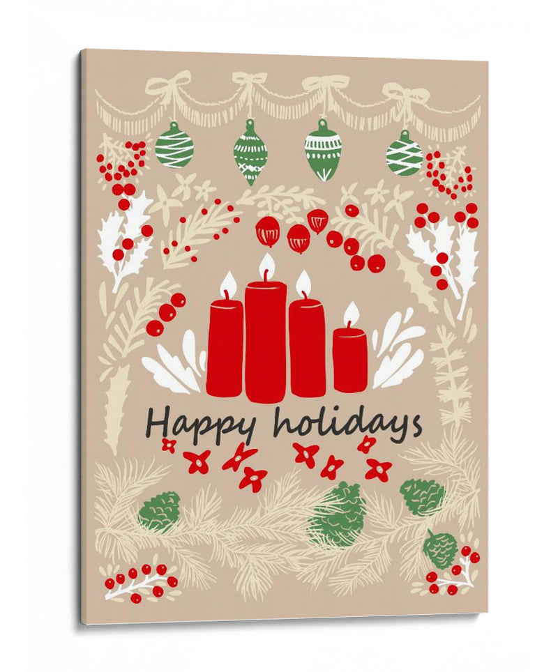 felices fiestas - ilustración de arte popular - Annick | Cuadro decorativo de Canvas Lab