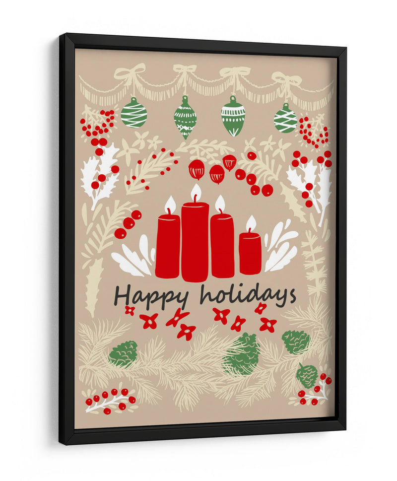 felices fiestas - ilustración de arte popular - Annick | Cuadro decorativo de Canvas Lab