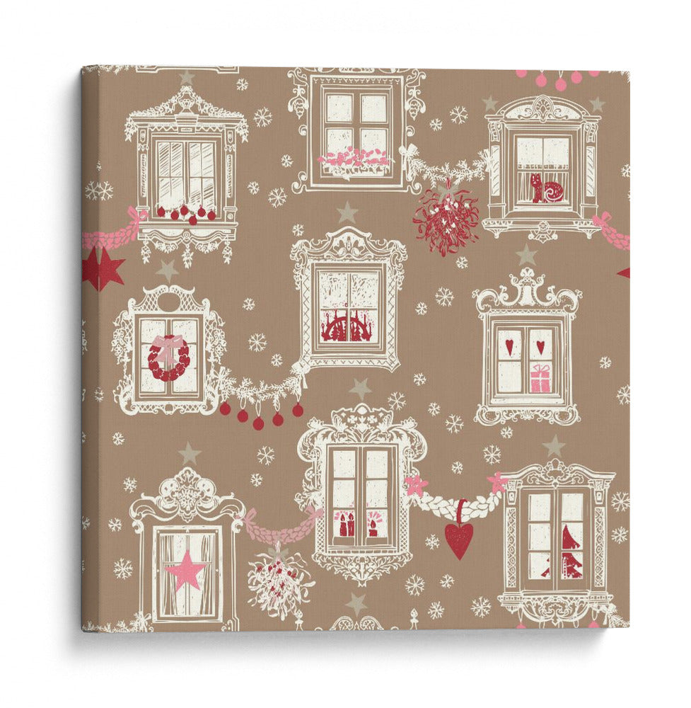 Patrón de ventanas navideñas de invierno de la Selva Negra - Annick | Cuadro decorativo de Canvas Lab
